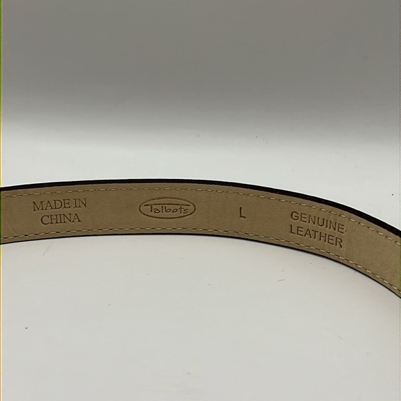 Talbots Black Croc Embossed Genuine Leather 1" With Golden Rings Belt Large - Picture 9 of 11